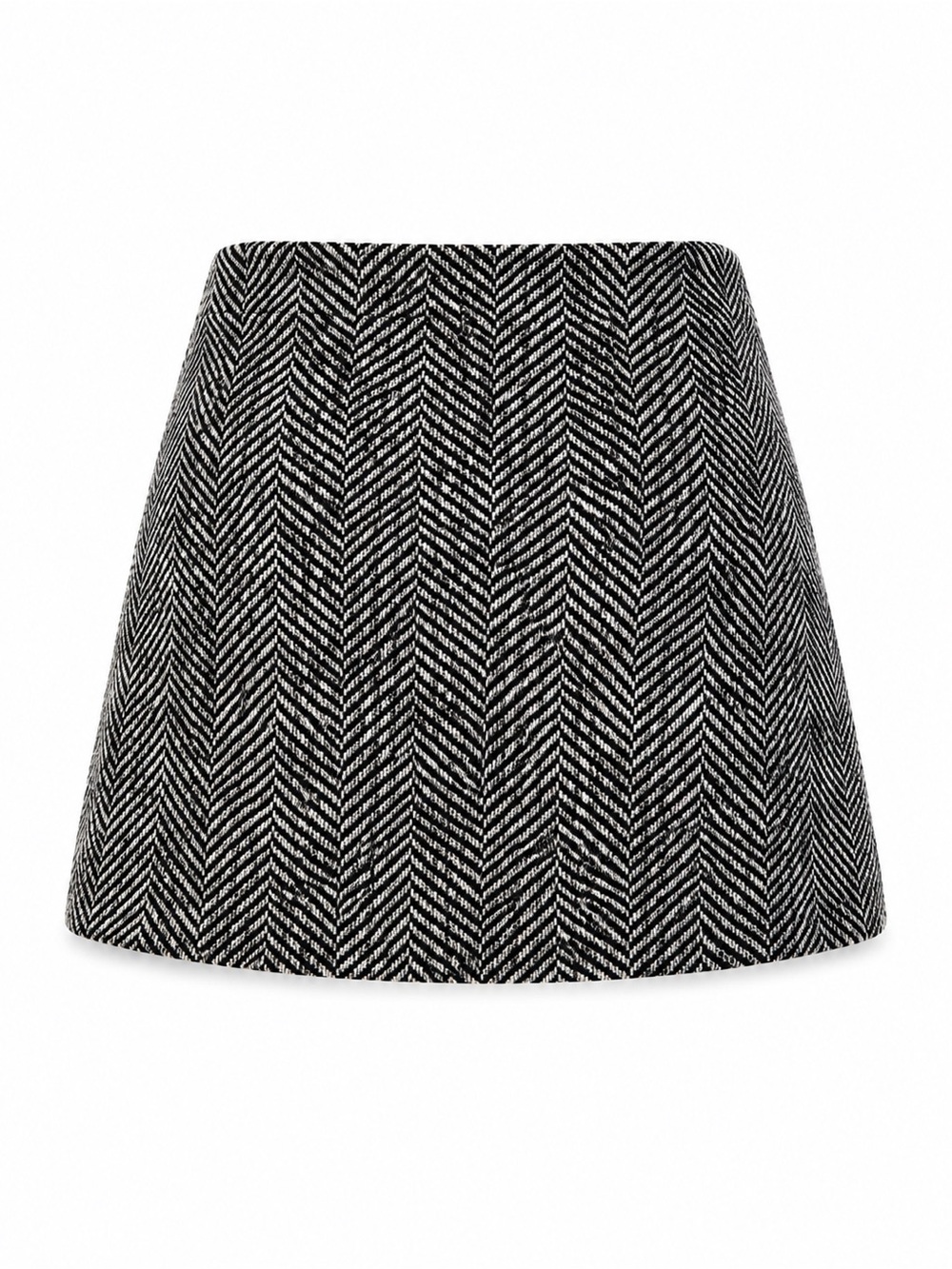 French Connection NWT Black White Chantelle Herringbone Slit Mini Skirt 12 - Picture 2 of 5